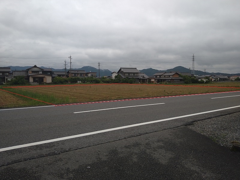 池田町沓井 （農振除外地　１種農地　田）  　県道 沿い７８１坪　配送センター、トラック置き場可能