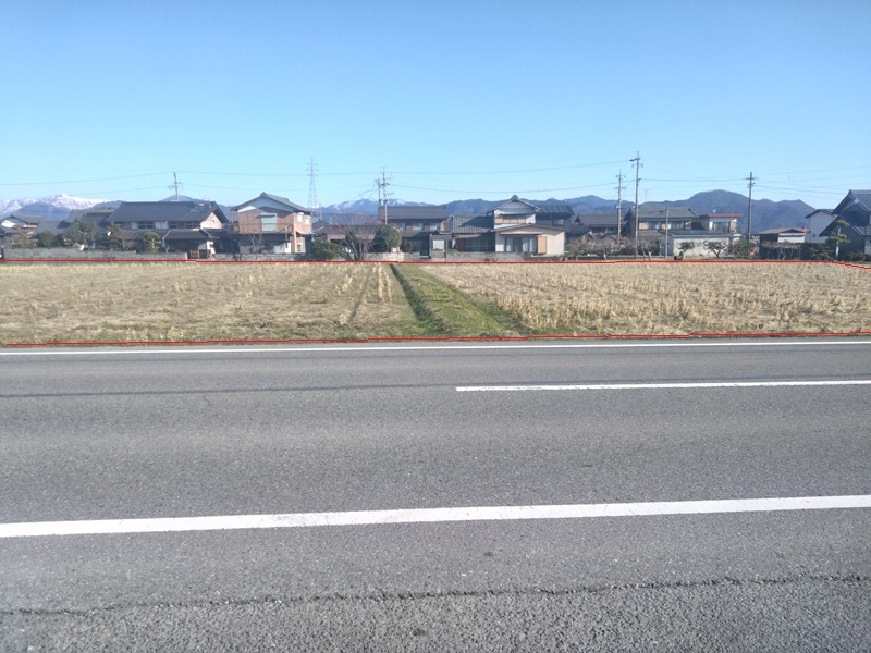 池田町沓井地区 （農用地　田）  　県道 沿い半分の７８１坪は除外地(一種農地）です！